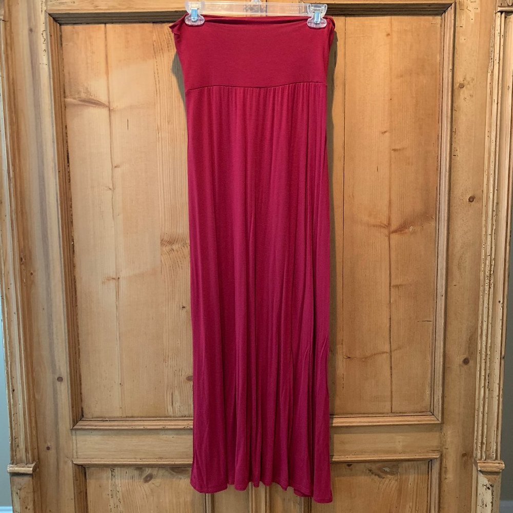 Azules Maxi Skirt/Strapless Dress in Ruby
